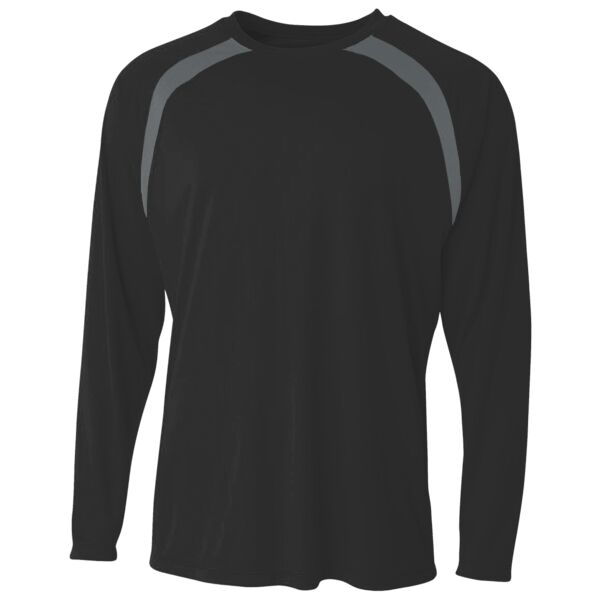 Men's Spartan Long Sleeve Color Block Crew Neck T-Shirt Thumbnail